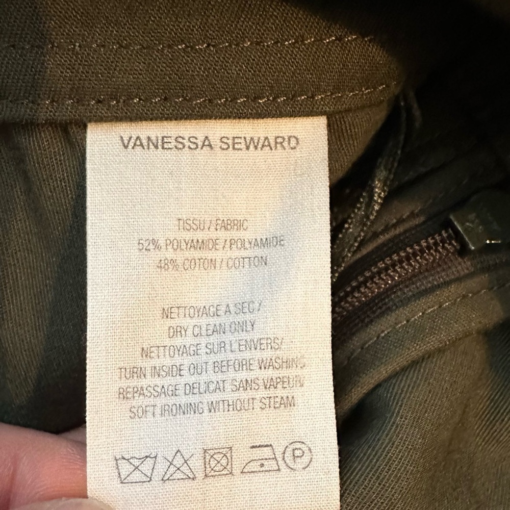 Vanessa Seward Midi Knee Length Cargo A-line Skirt Army Green US 6 - Picture 9 of 11
